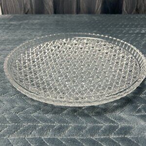 Vintage 12" Daisy and Button Large Shallow Pressed Glass Bowl/Tray